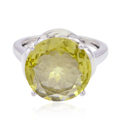 Aaliyah Feminine Yellow Solitaire Ring Lemon Quartz Yellow