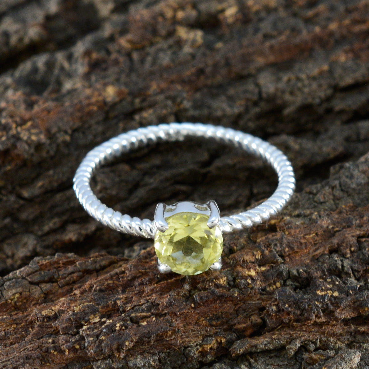 Ananya Twist Yellow Solitaire Ring