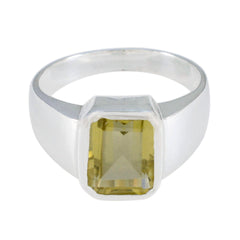 Ana Signet Yellow Solitaire Ring Lemon Quartz Yellow