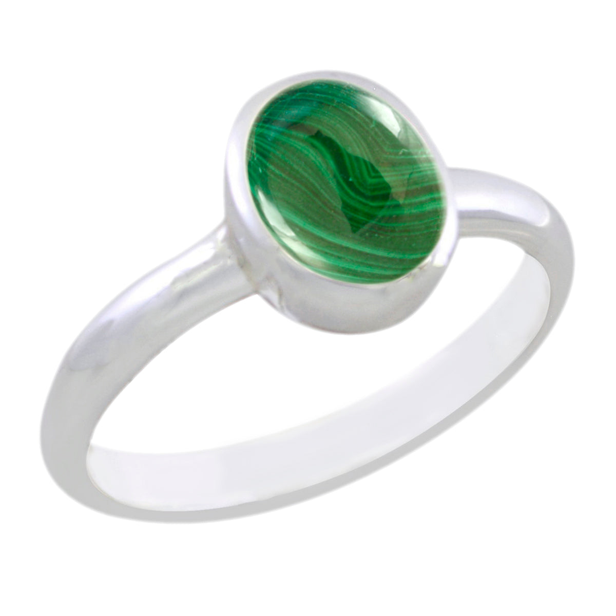 Hana Luxurious Green Solitaire Ring Malachite Green