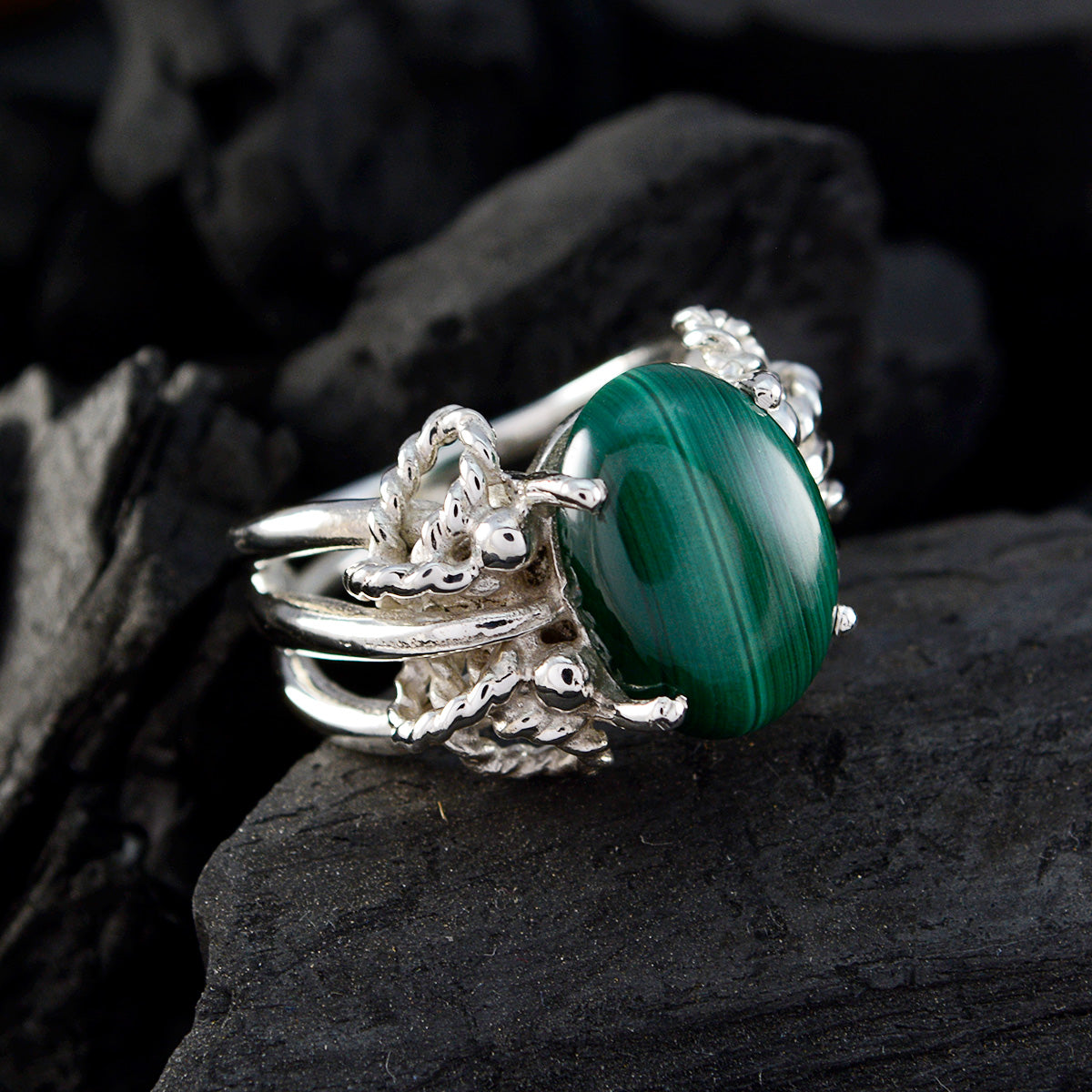Agustina Rope-Wire Green Solitaire Ring