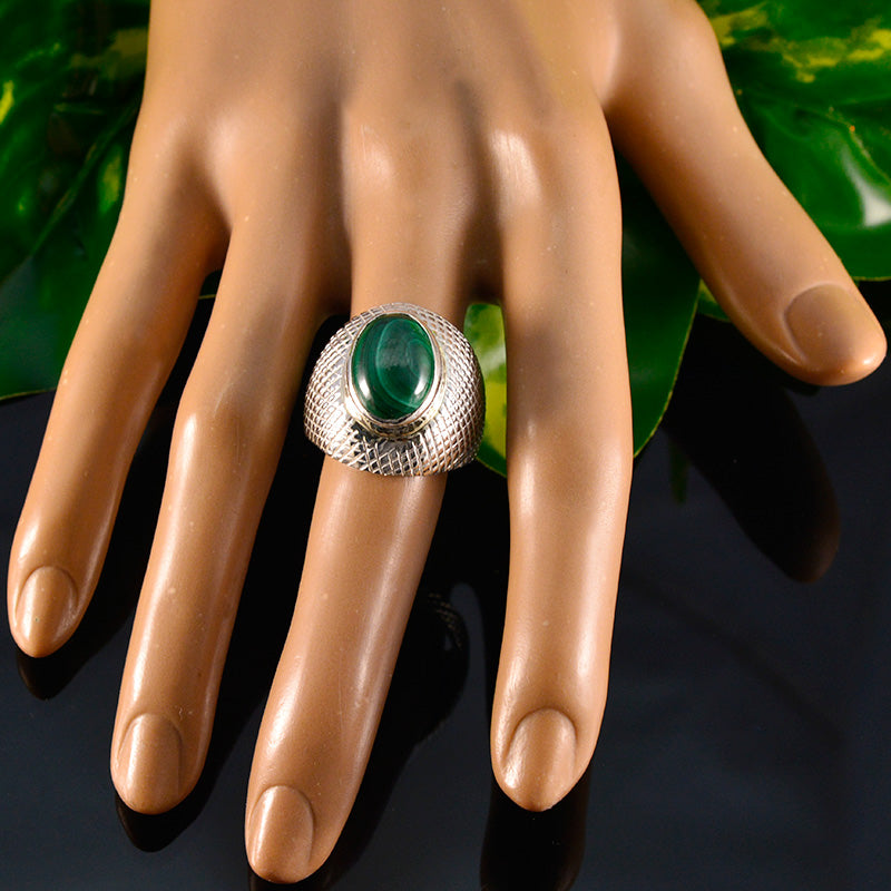 Autumn engravings Green Solitaire Ring