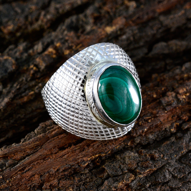 Autumn engravings Green Solitaire Ring