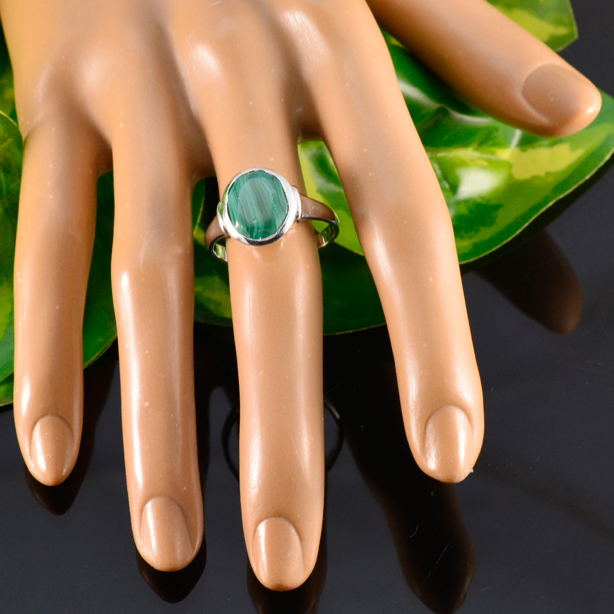 Natcha Ethnic Green Solitaire Ring