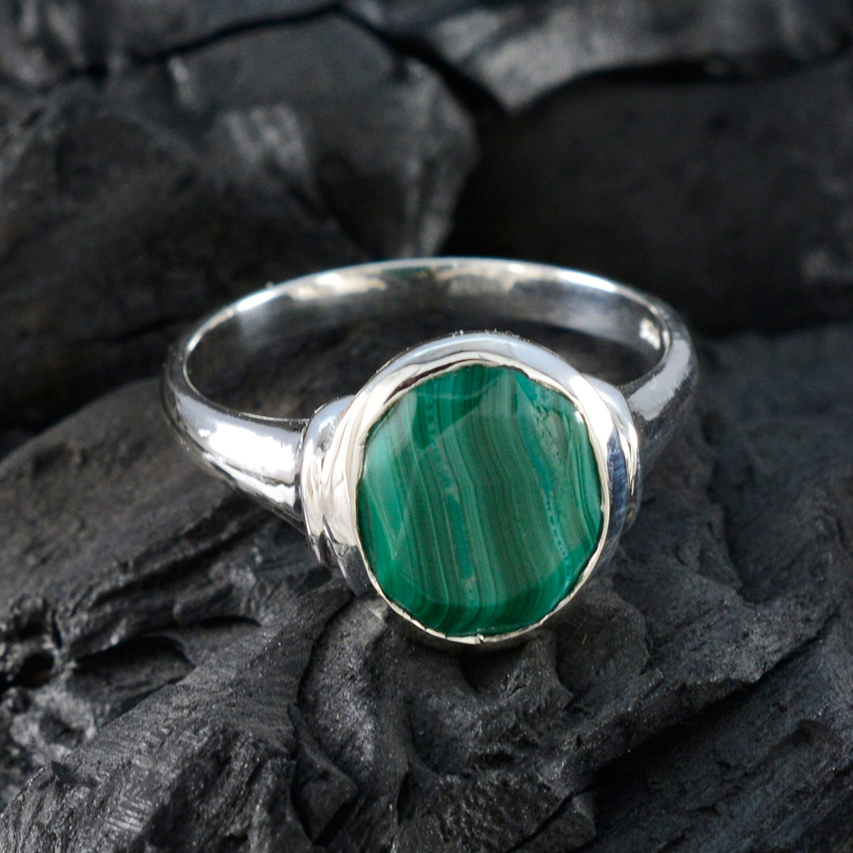 Natcha Ethnic Green Solitaire Ring