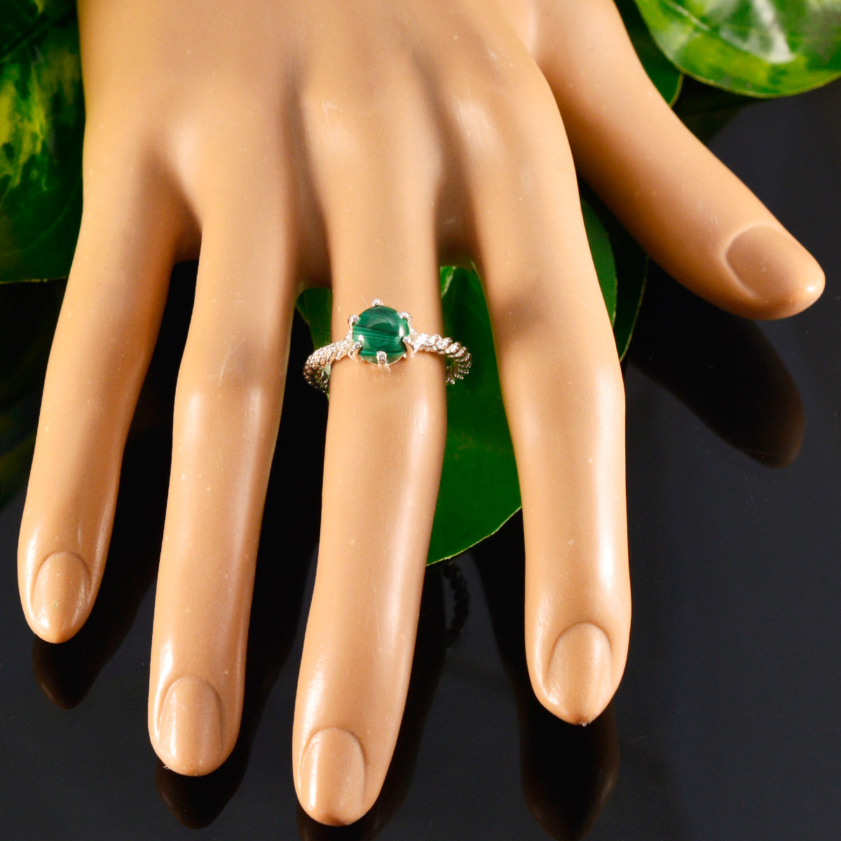 Emilia Twist Green Solitaire Ring
