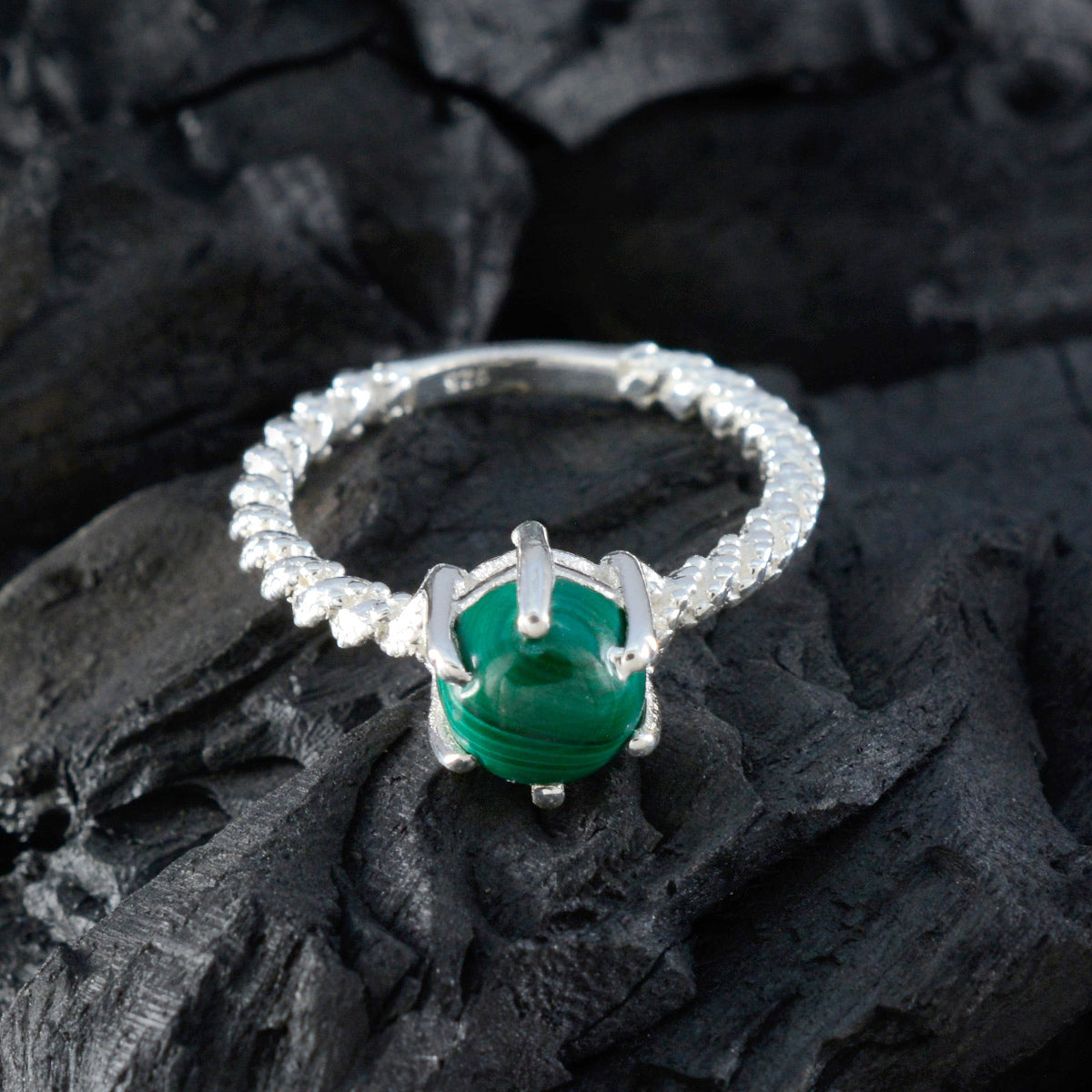 Emilia Twist Green Solitaire Ring
