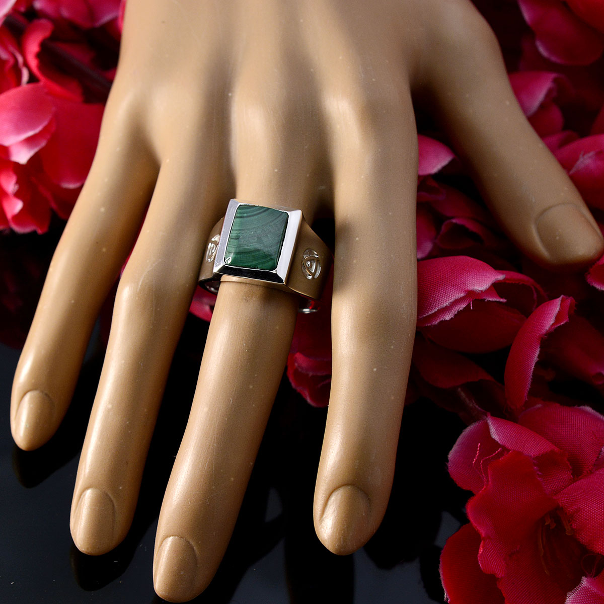 Harper Armor Green Solitaire Ring