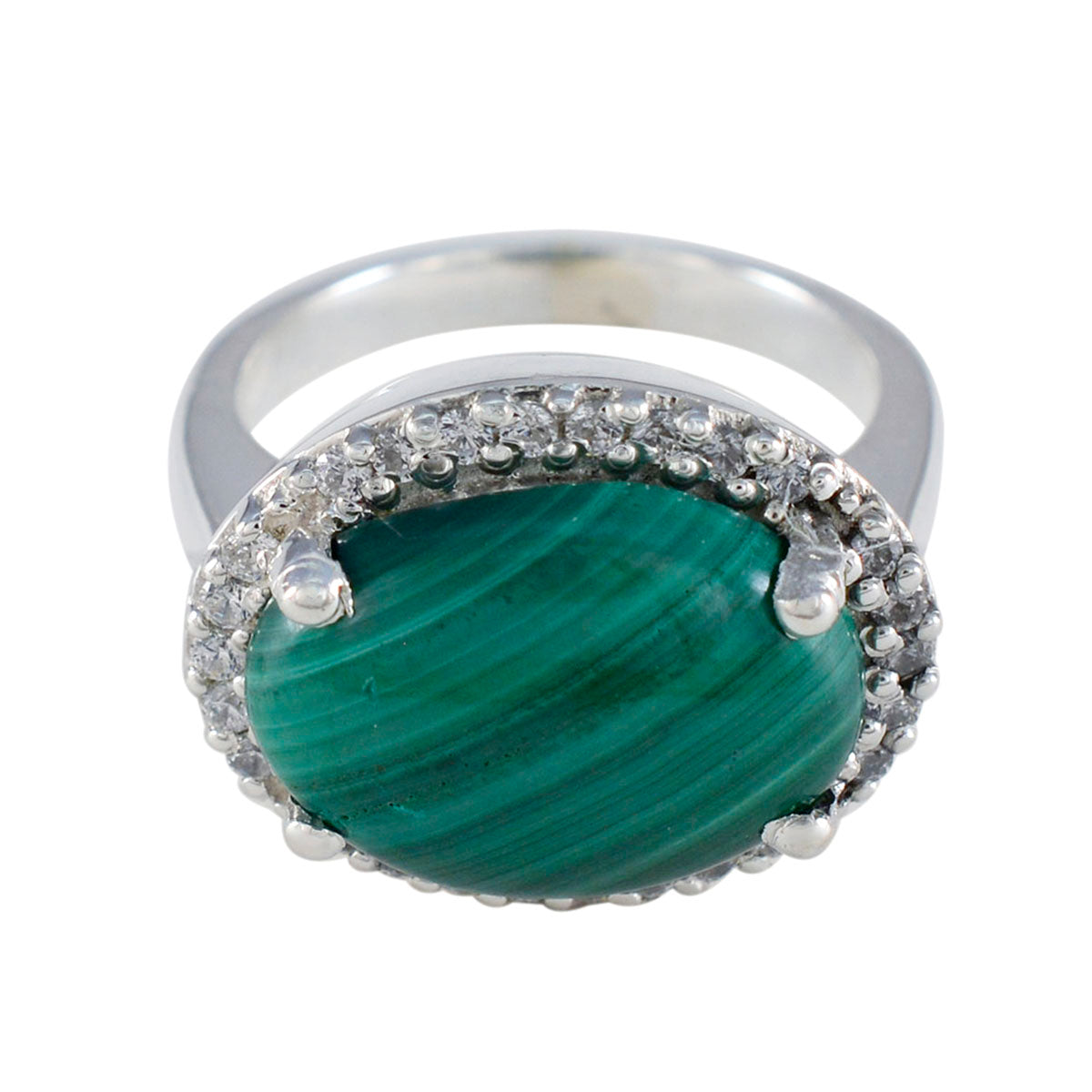Yasmin Trendy Green Halo Ring Malachite Green