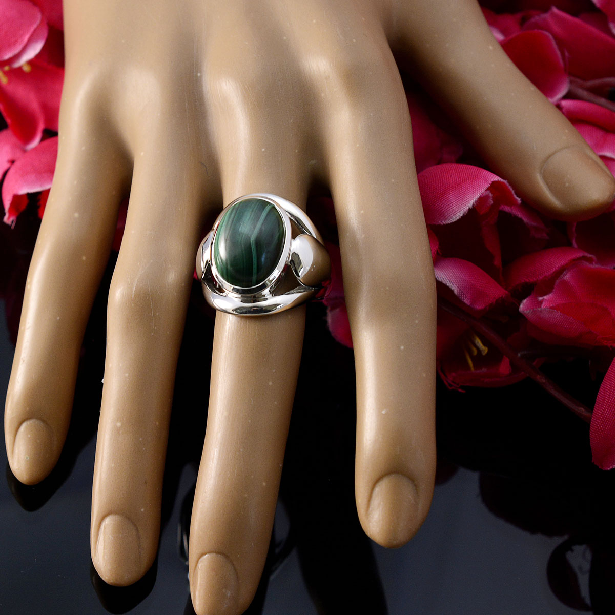 Audrey Contemporary Green Solitaire Ring