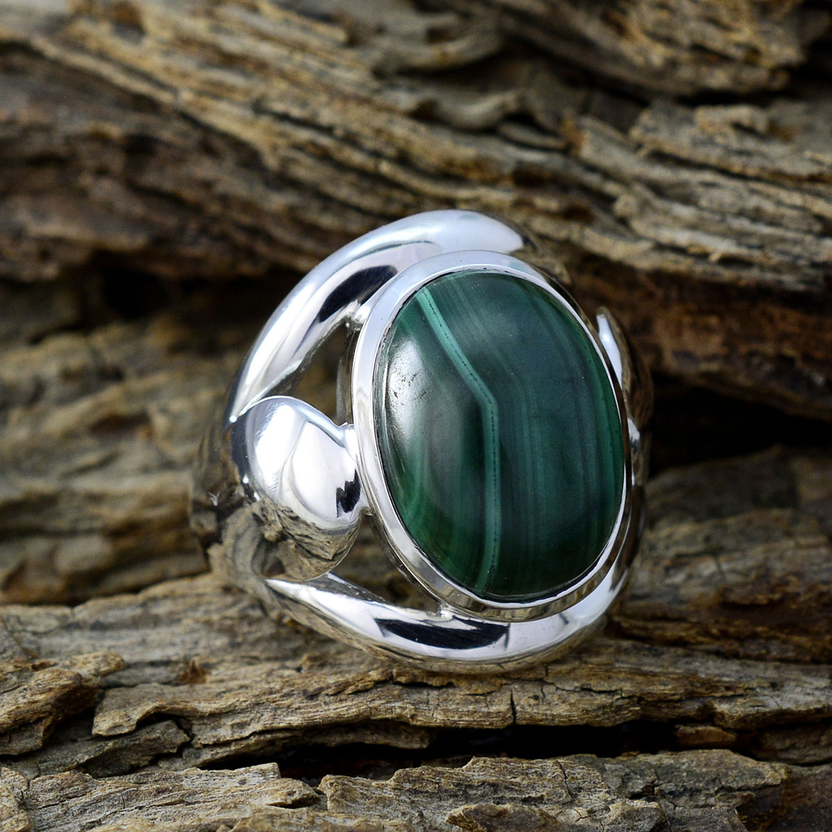 Audrey Contemporary Green Solitaire Ring