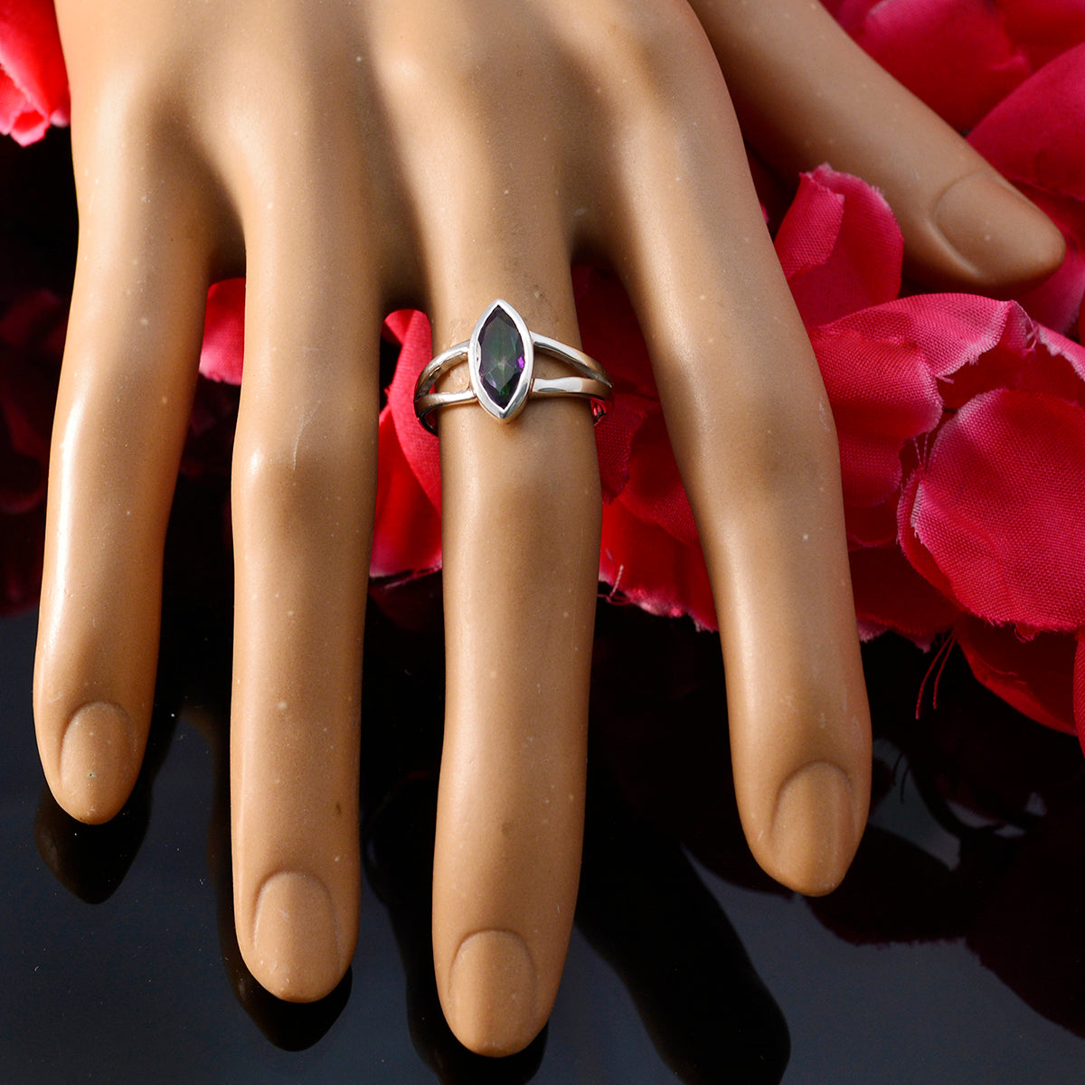 Ayesha Geometric multicolor Solitaire Ring