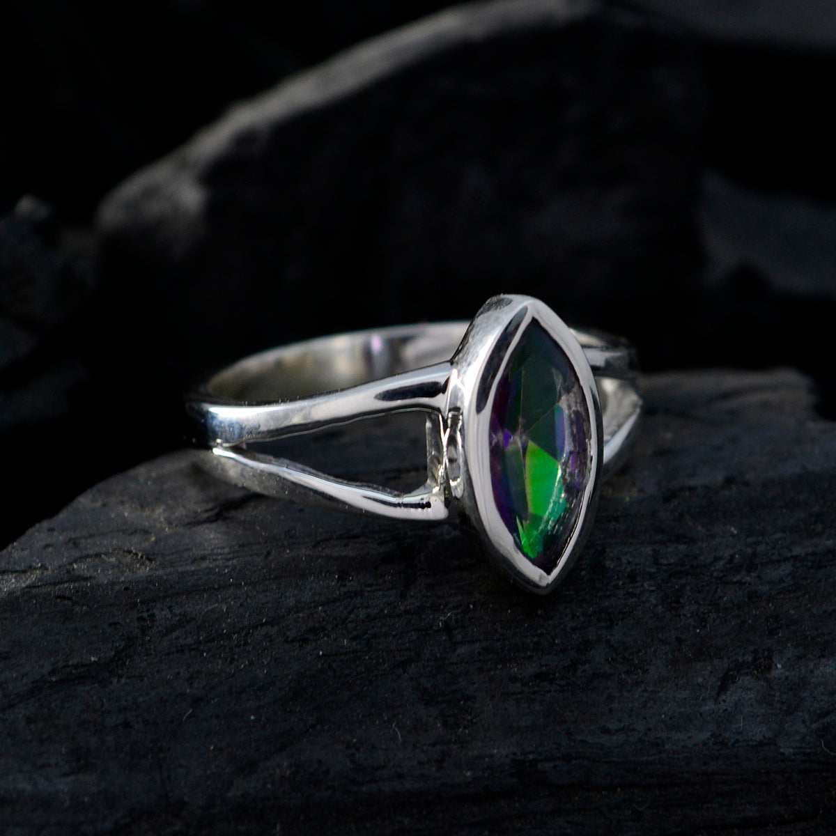 Ayesha Geometric multicolor Solitaire Ring