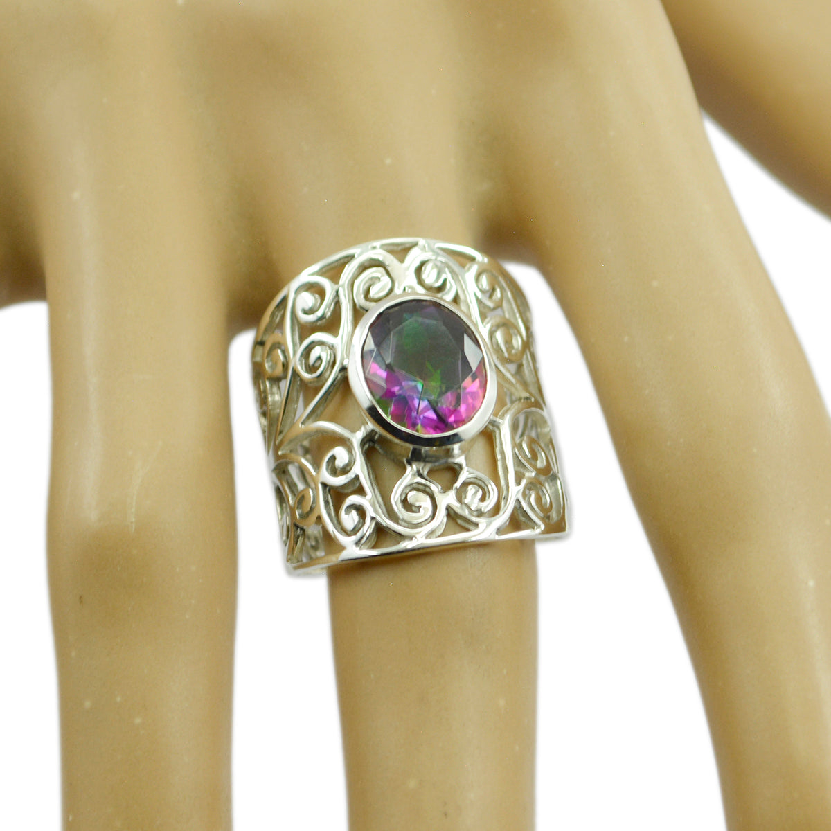 Lakshmi Filigree multicolor Solitaire Ring