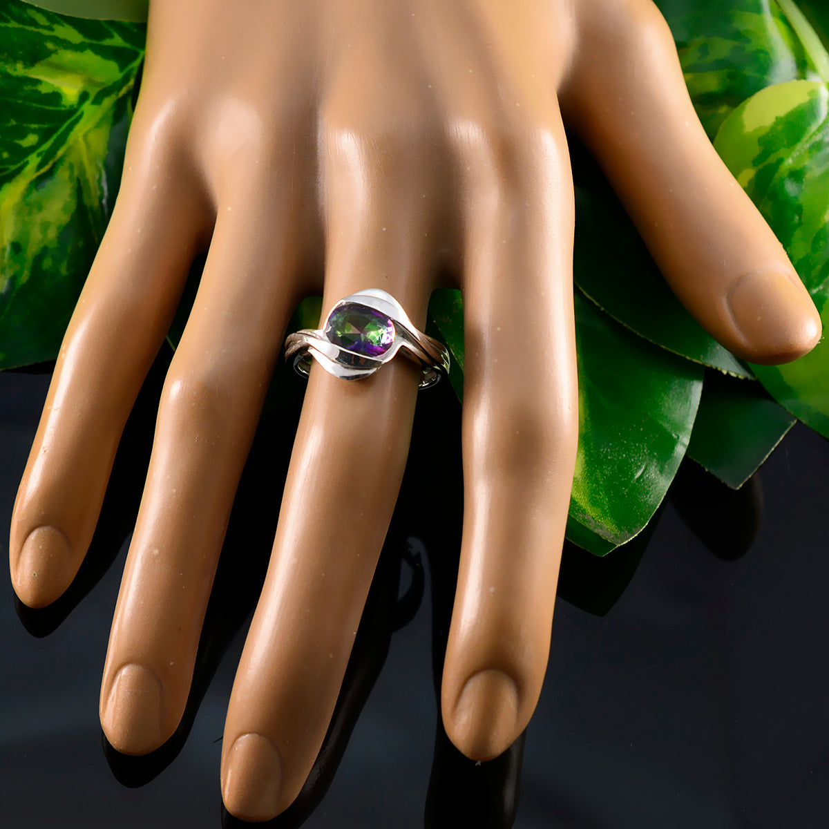 Mia Abstract multicolor Solitaire Ring