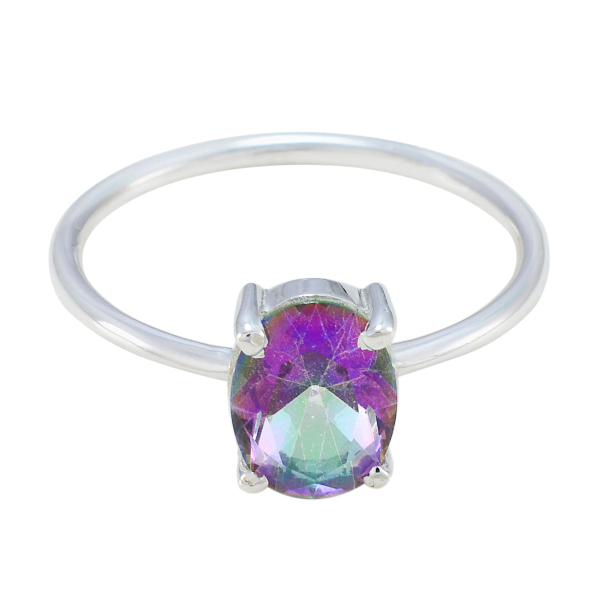 zazlle Luxurious multicolor Solitaire Ring Mystic Quartz Multicolor