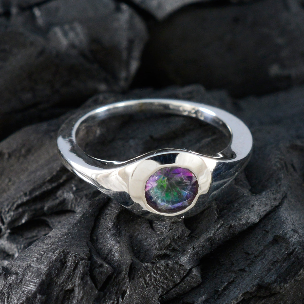 Nisa Abstract multicolor Solitaire Ring