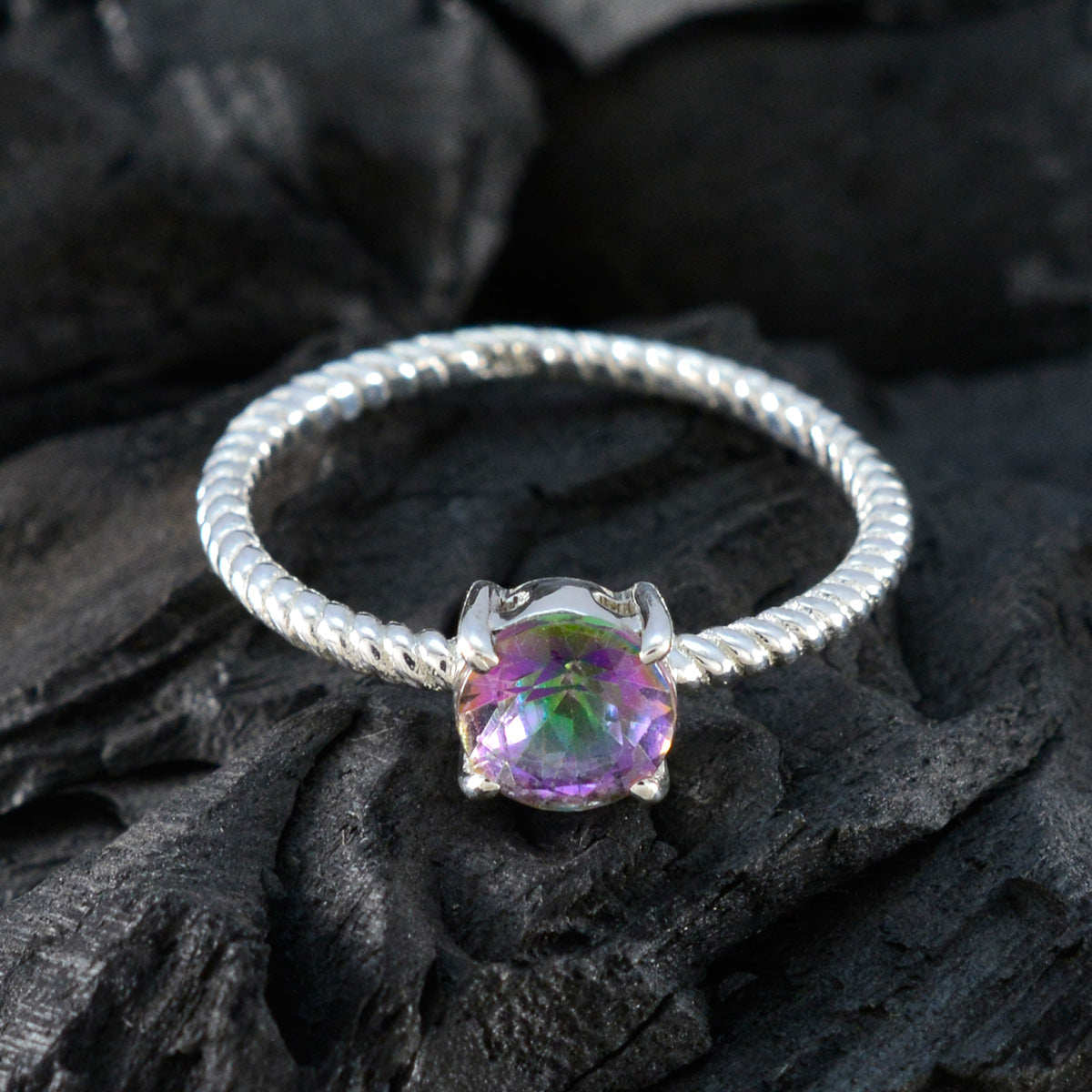Agnes Twist multicolor Solitaire Ring