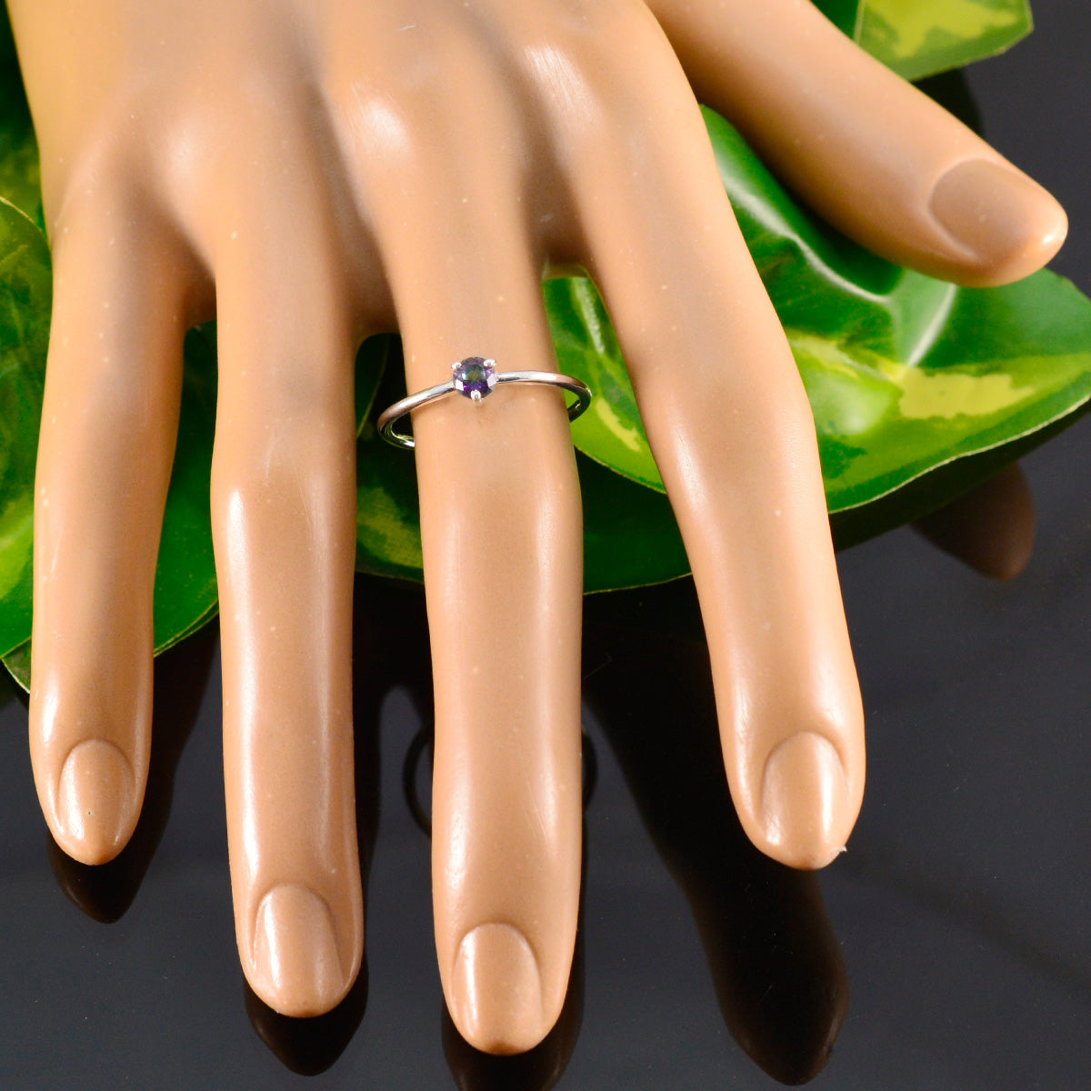 Aiko Sophisticated multicolor Solitaire Ring