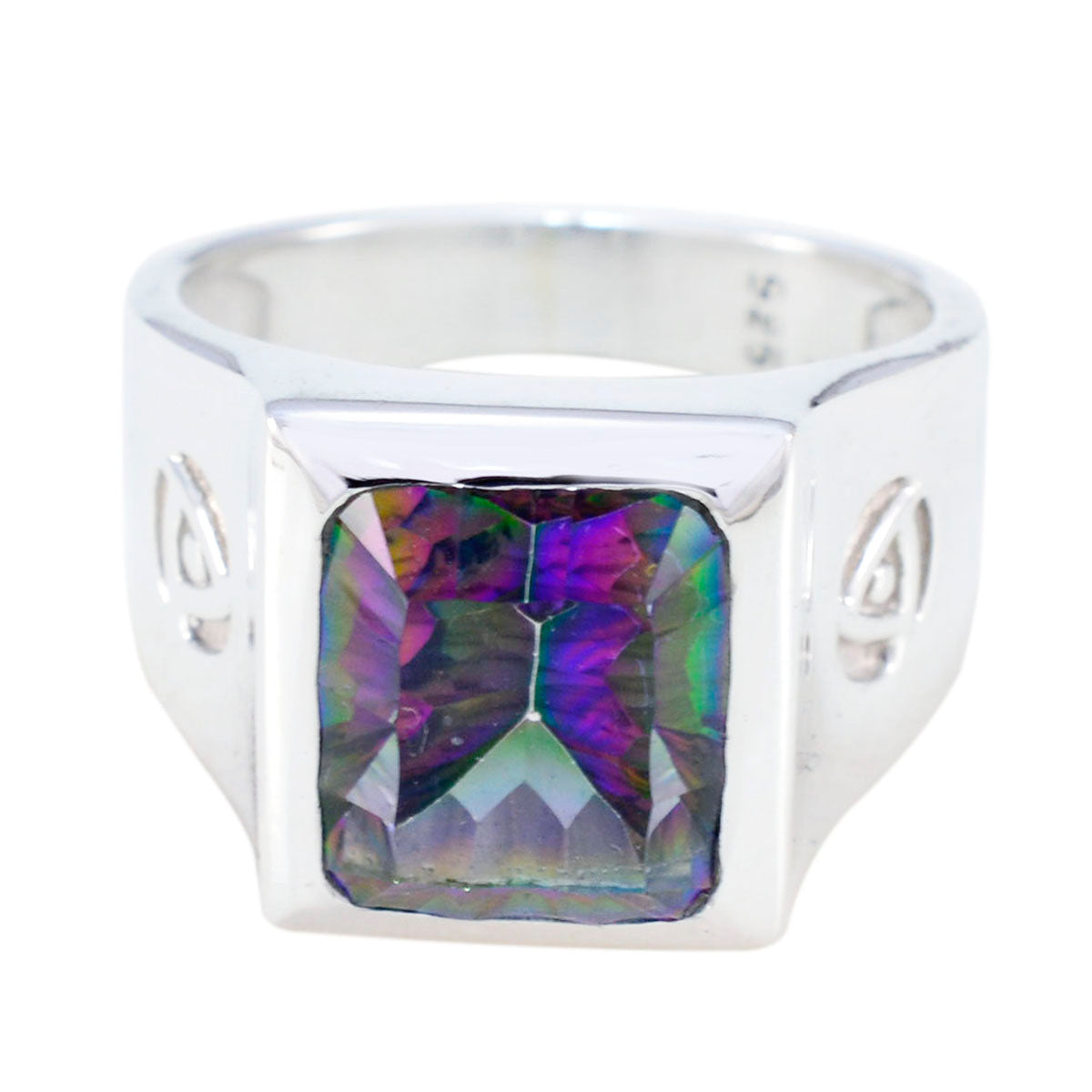 Hazel Signet multicolor Solitaire Ring Mystic Quartz Multicolor