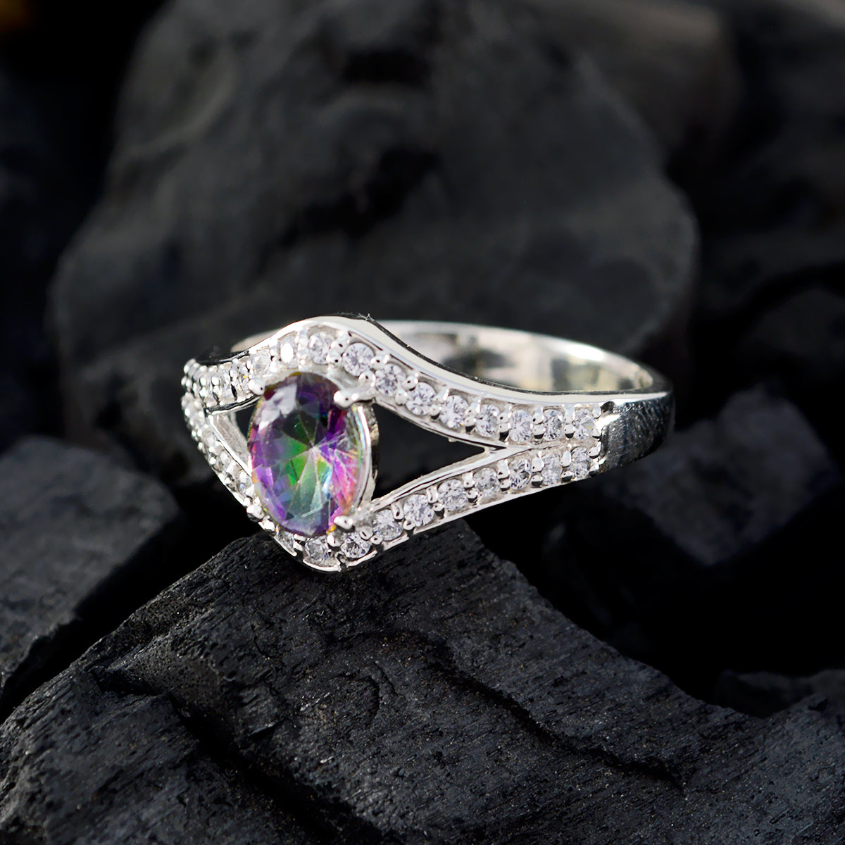 Amanda Abstract multicolor Halo Ring