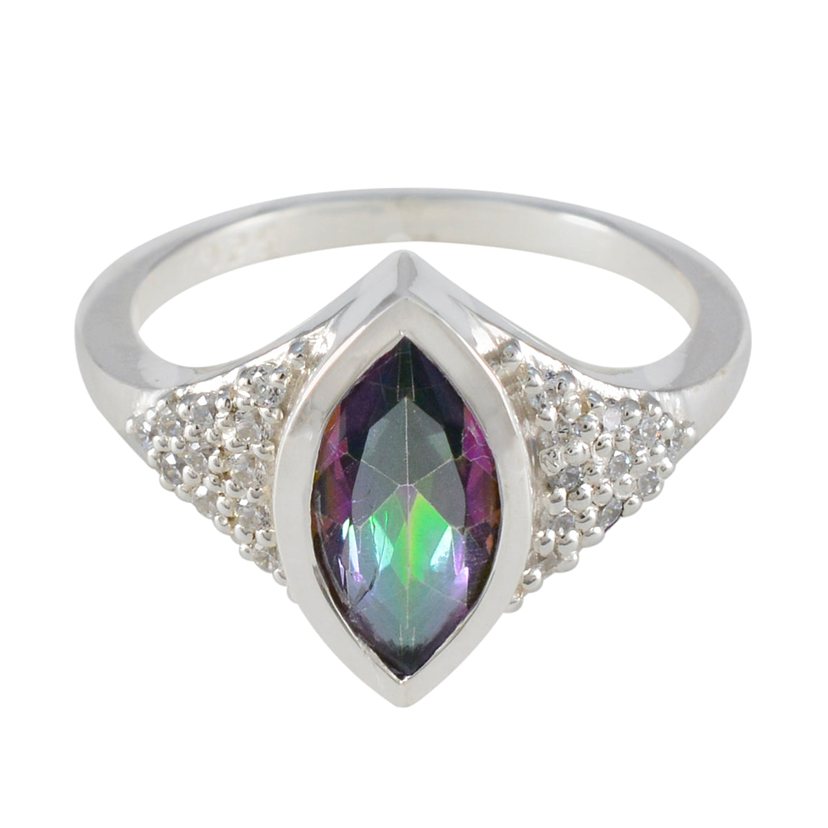 Penelope Graceful multicolor Halo Ring Mystic Quartz Multicolor