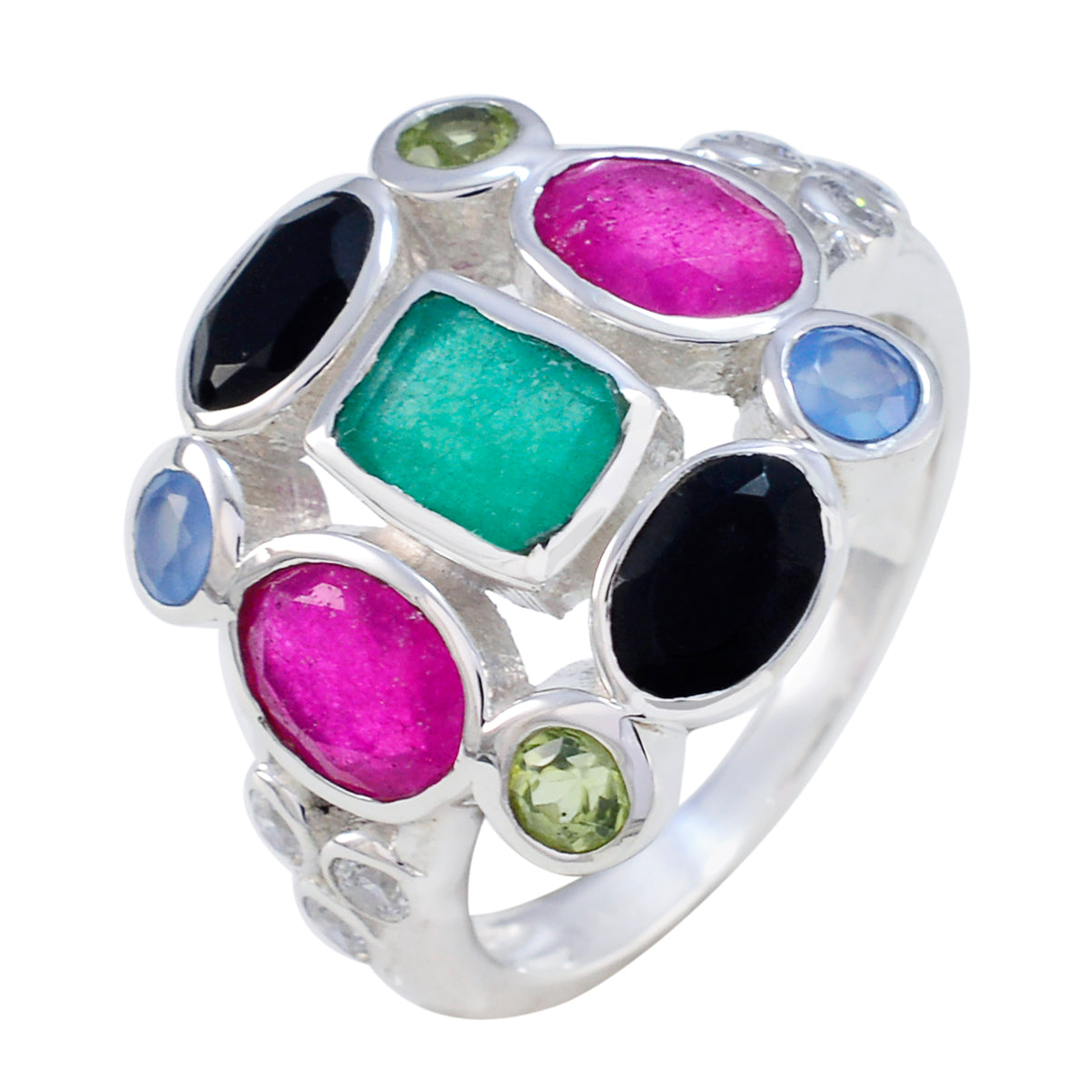 Lorena Cocktail multicolor Navratna Ring