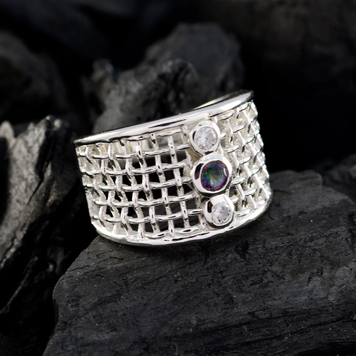 Abigail Filigree multicolor Trilogy Ring
