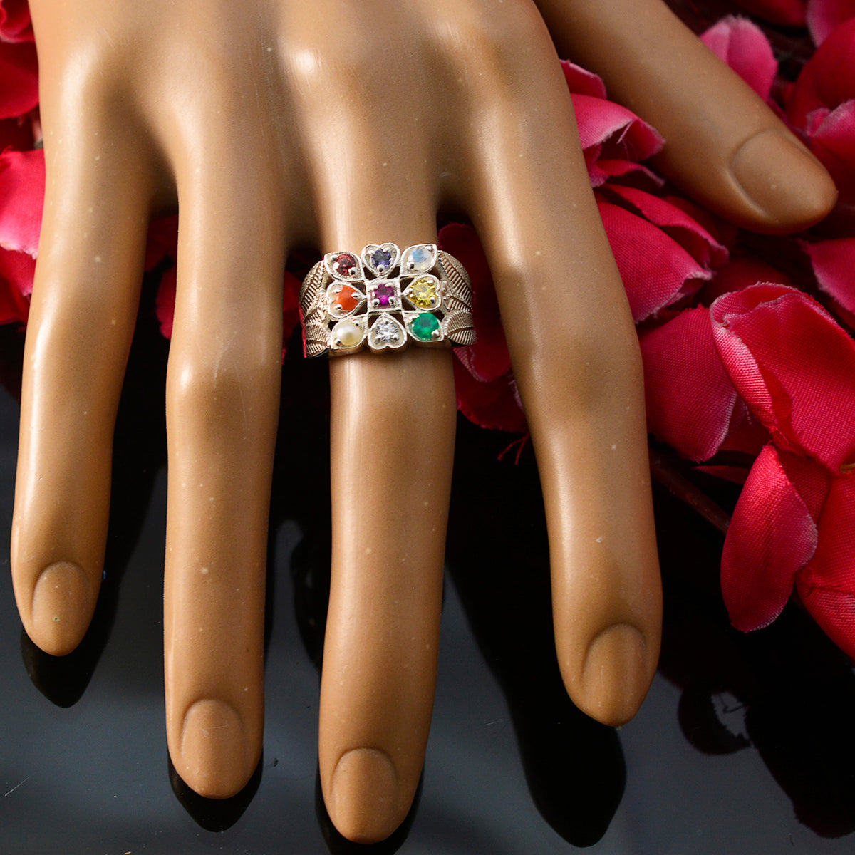 Andrea Traditional multicolor navratna Ring