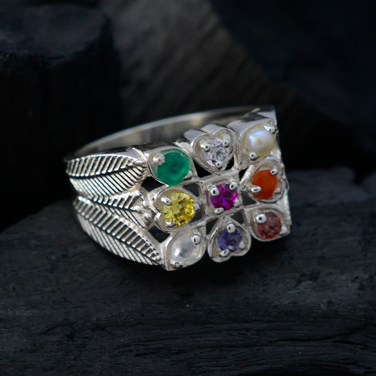 Andrea Traditional multicolor navratna Ring