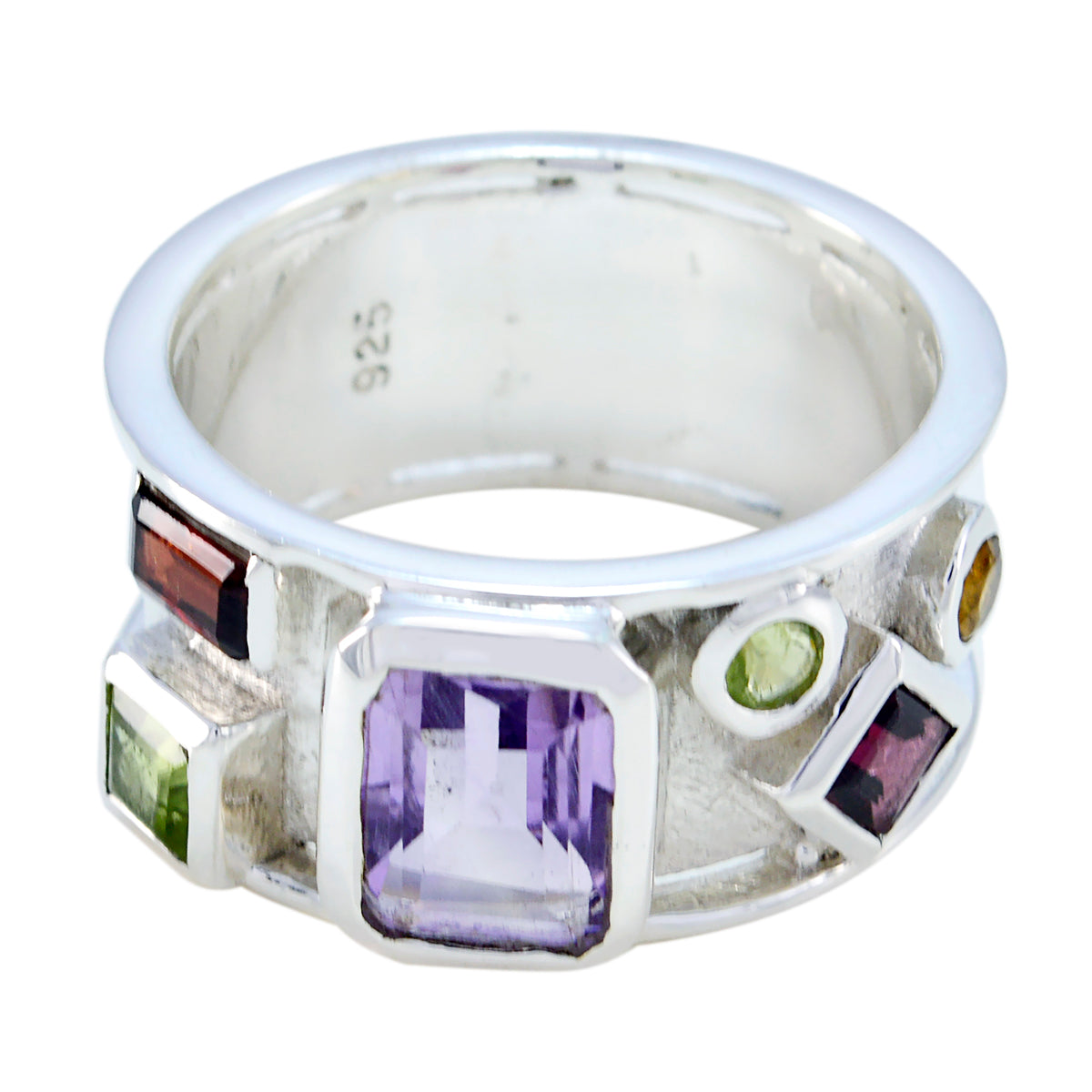 Isabella Abstract multicolor Hexa Band Multi Stone Multicolor
