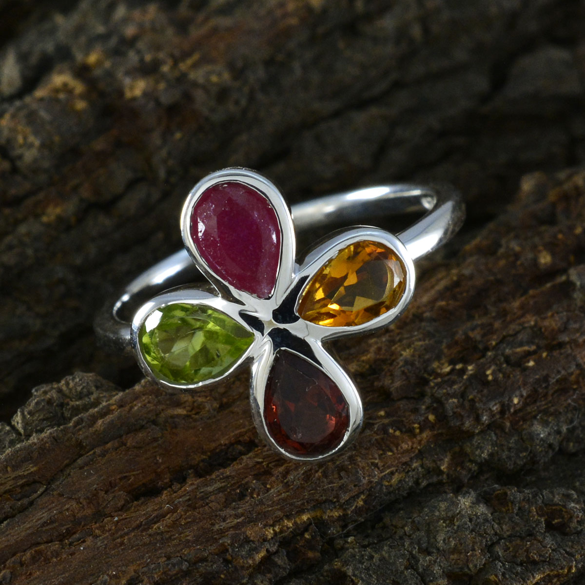 Lakshmi Floral multicolor quarter Ring