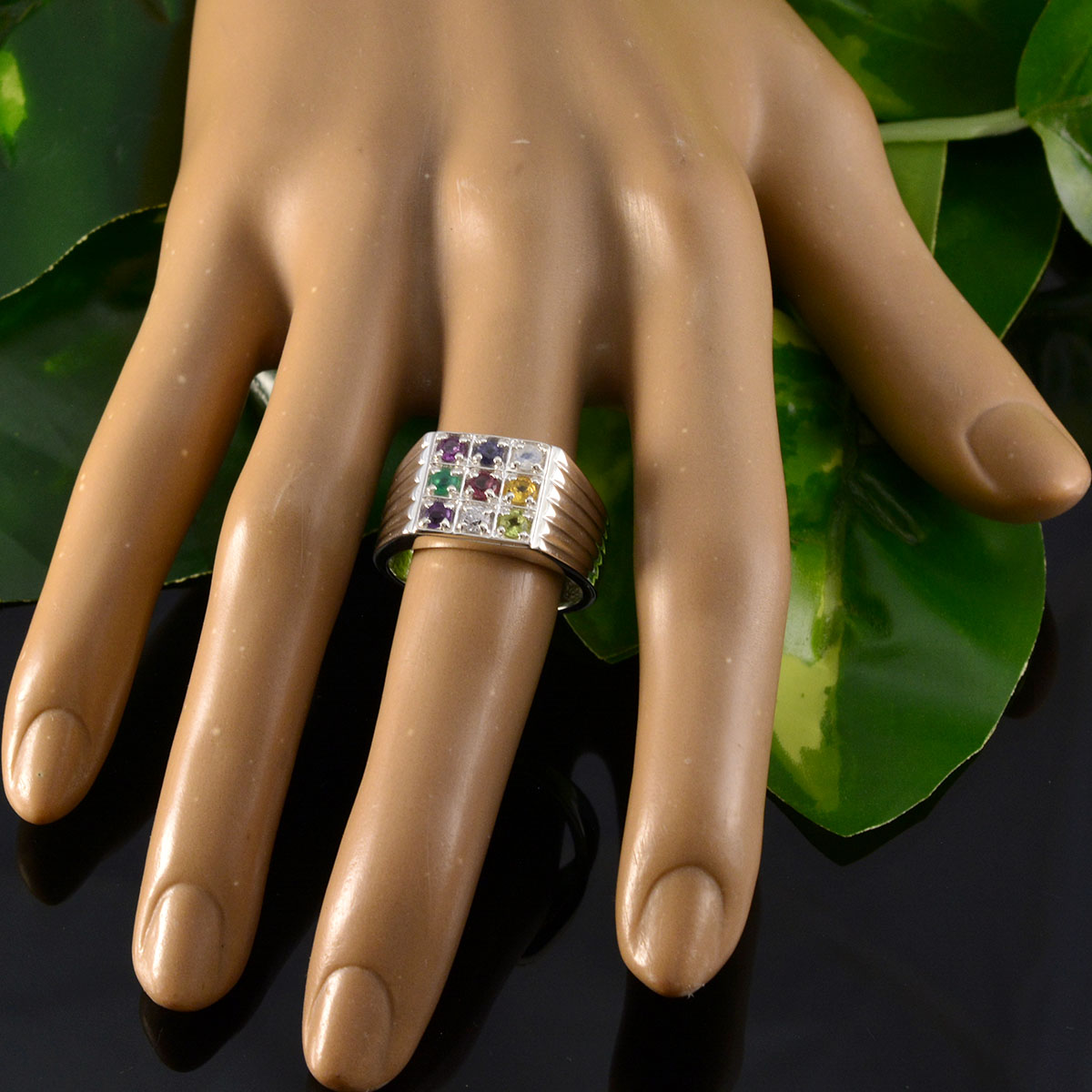 Emilia Modern multicolor navratna Ring