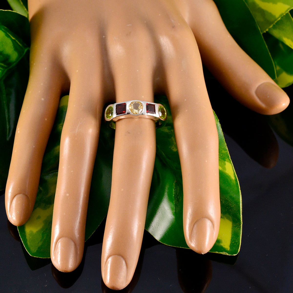 Emma Abstract multicolor Penta Ring