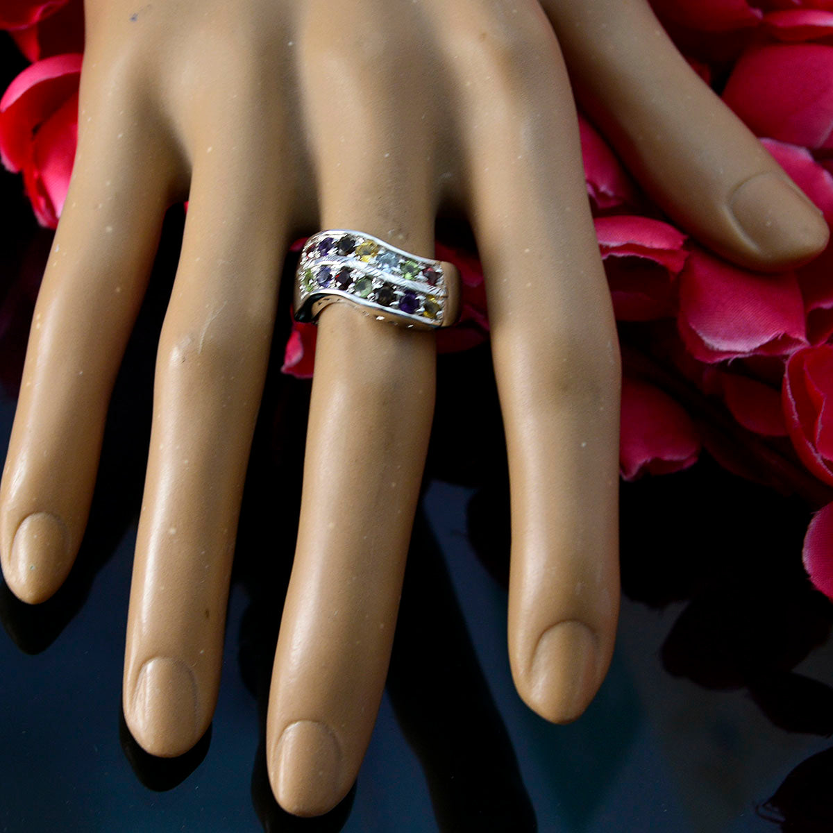 Lakshmi Boho multicolor Halo Ring