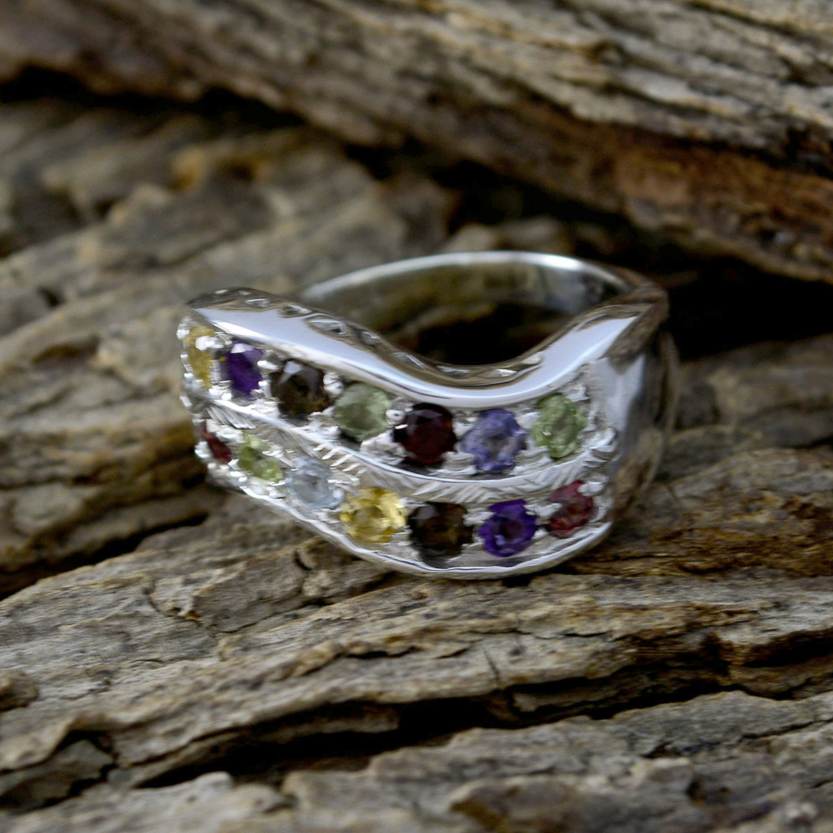 Lakshmi Boho multicolor Halo Ring