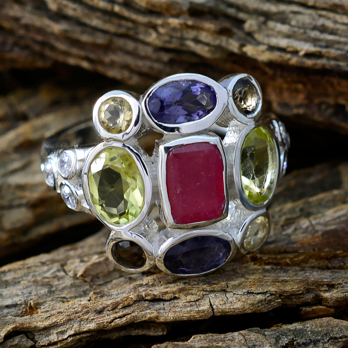 Freya Cocktail multicolor Navratna Ring