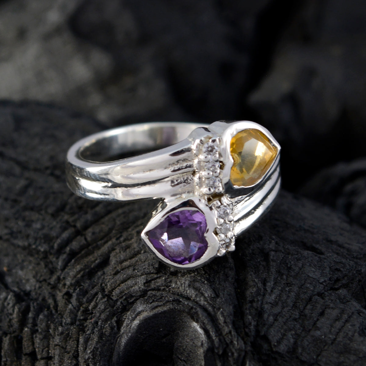Lucia Heart multicolor Toi et Moi Ring