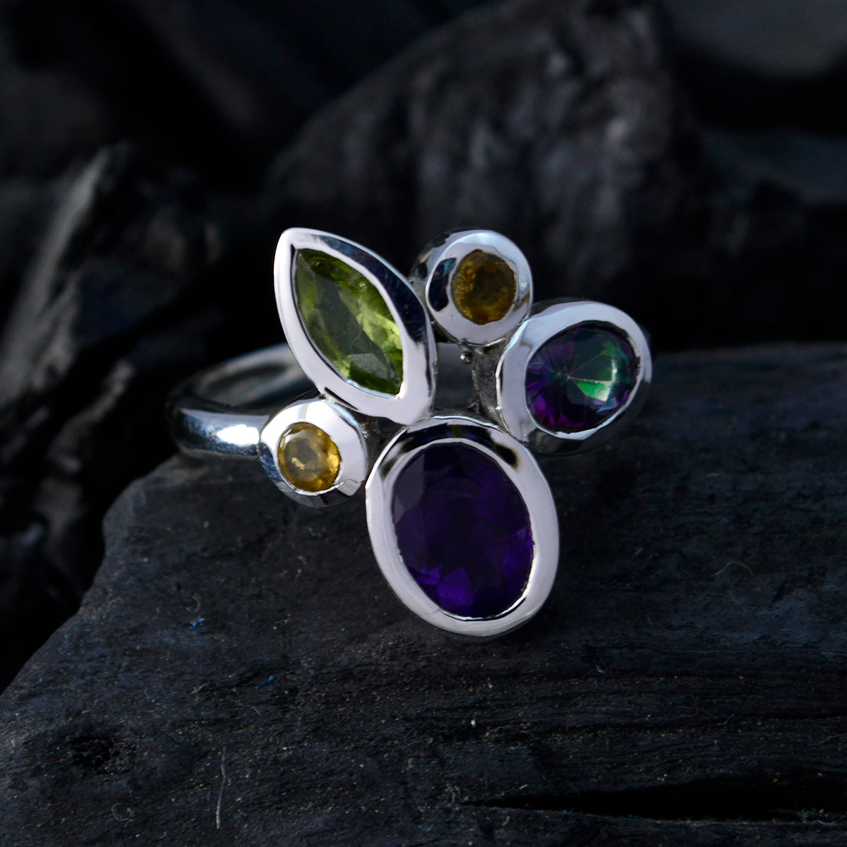 Saanvi Cocktail multicolor Penta Ring