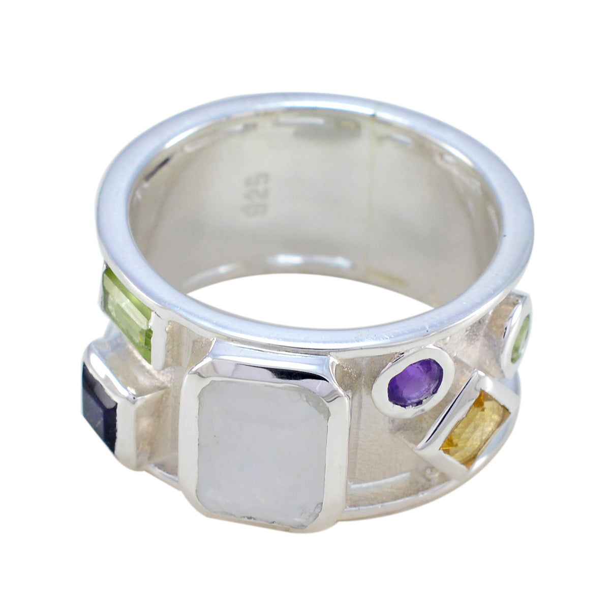 Aisha Abstract multicolor Hexa Band Multi Stone Multicolor