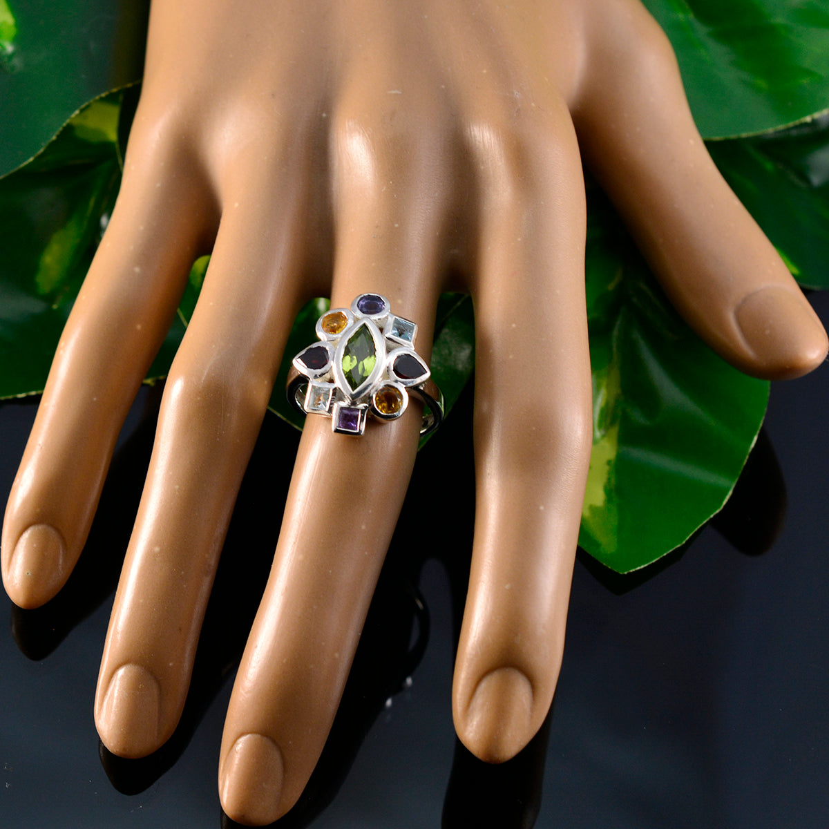 Ananya Cocktail multicolor navratna Ring
