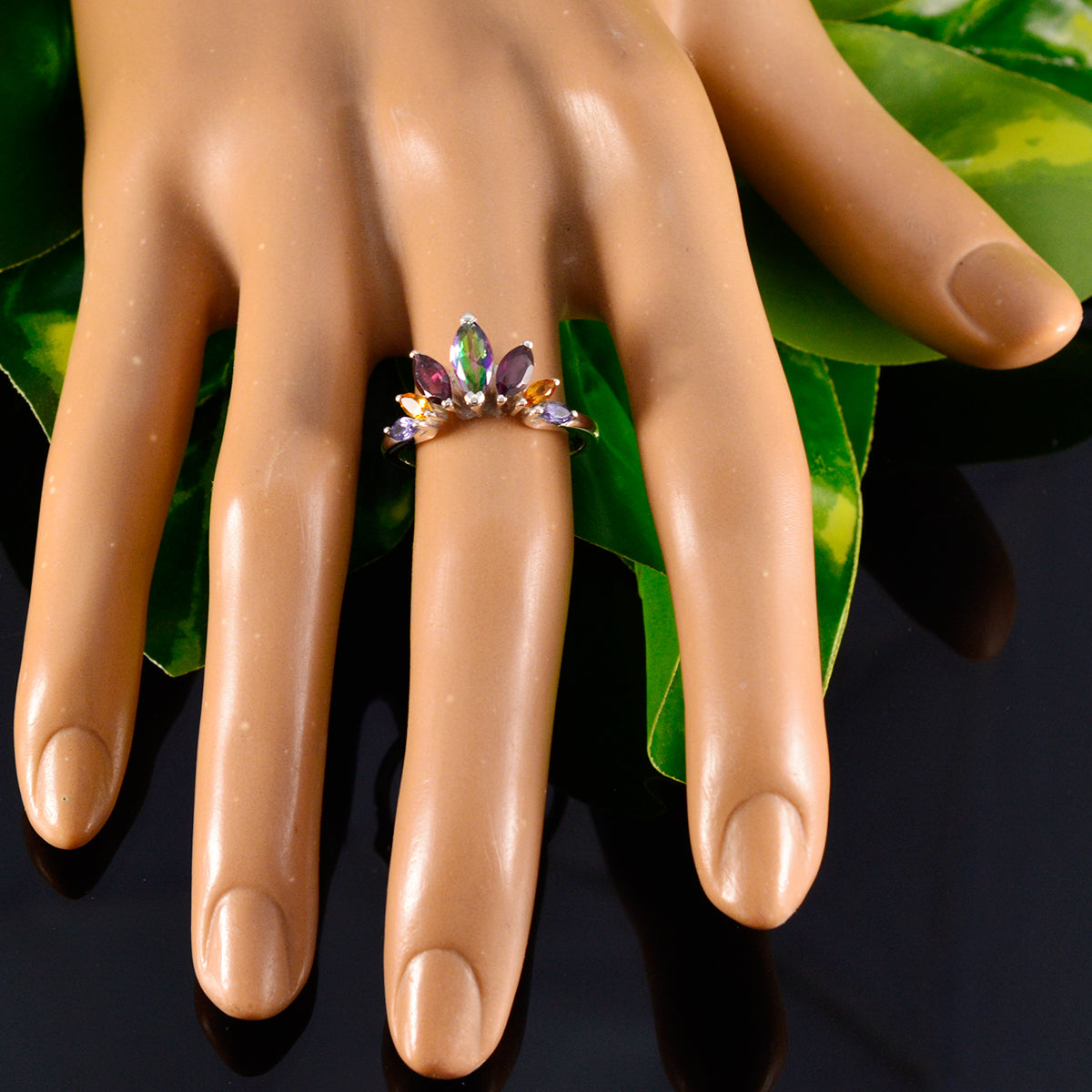 Ayesha crown multicolor Hepta Ring