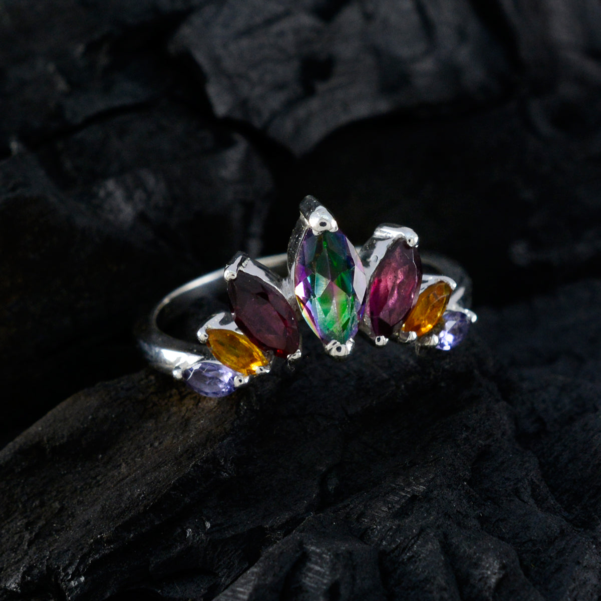 Ayesha crown multicolor Hepta Ring
