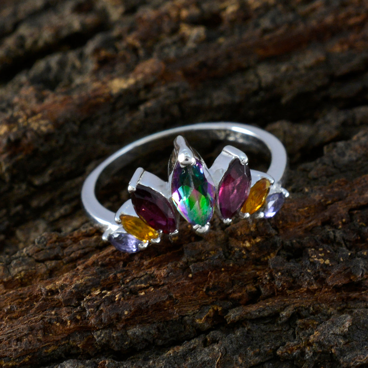 Ayesha crown multicolor Hepta Ring