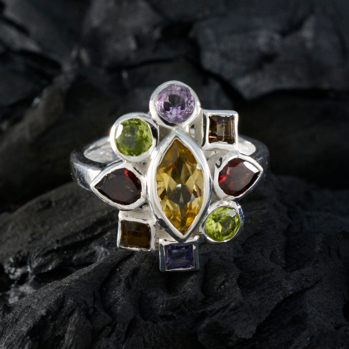 Noelia Cocktail multicolor navratna Ring