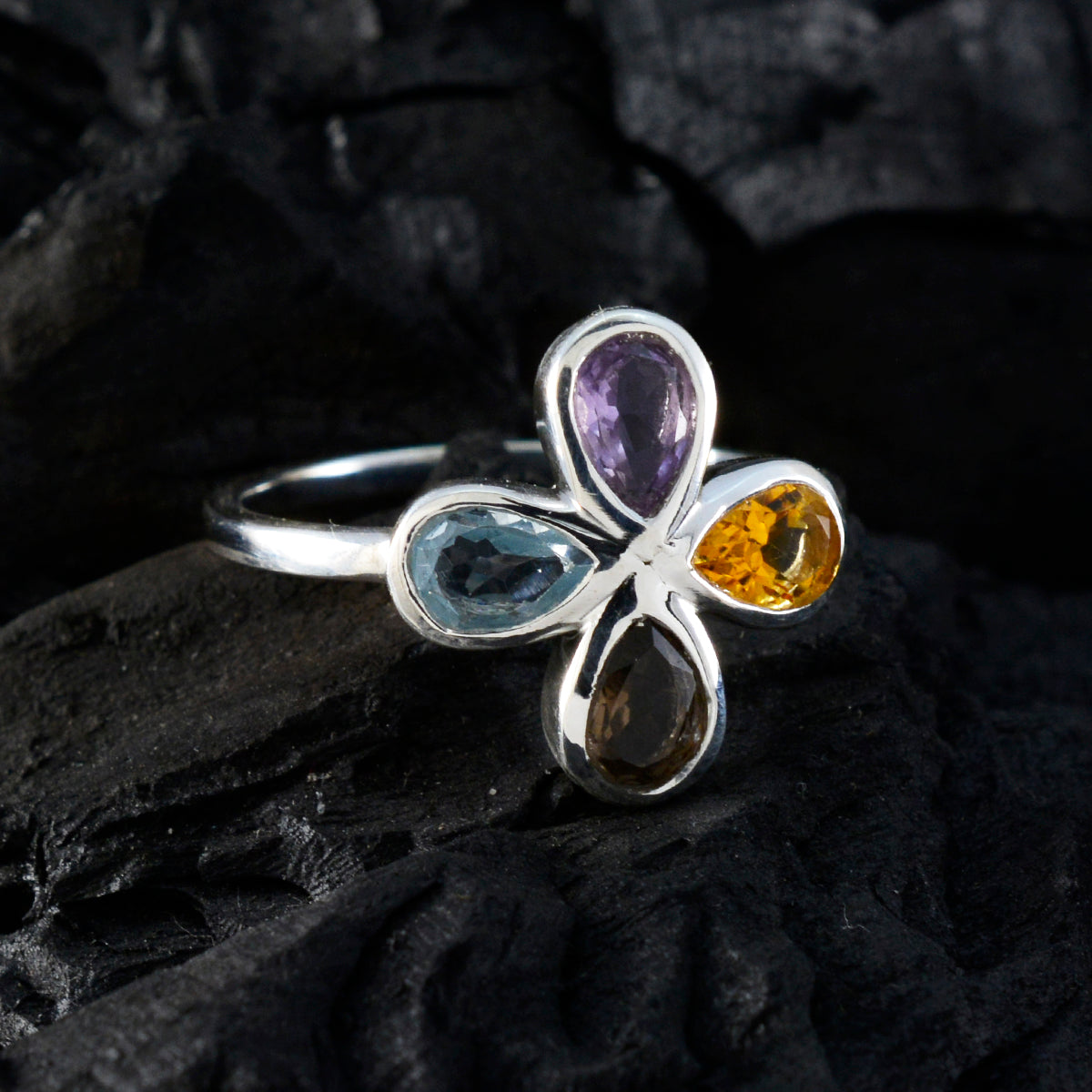 Yuna Floral multicolor quarter Ring