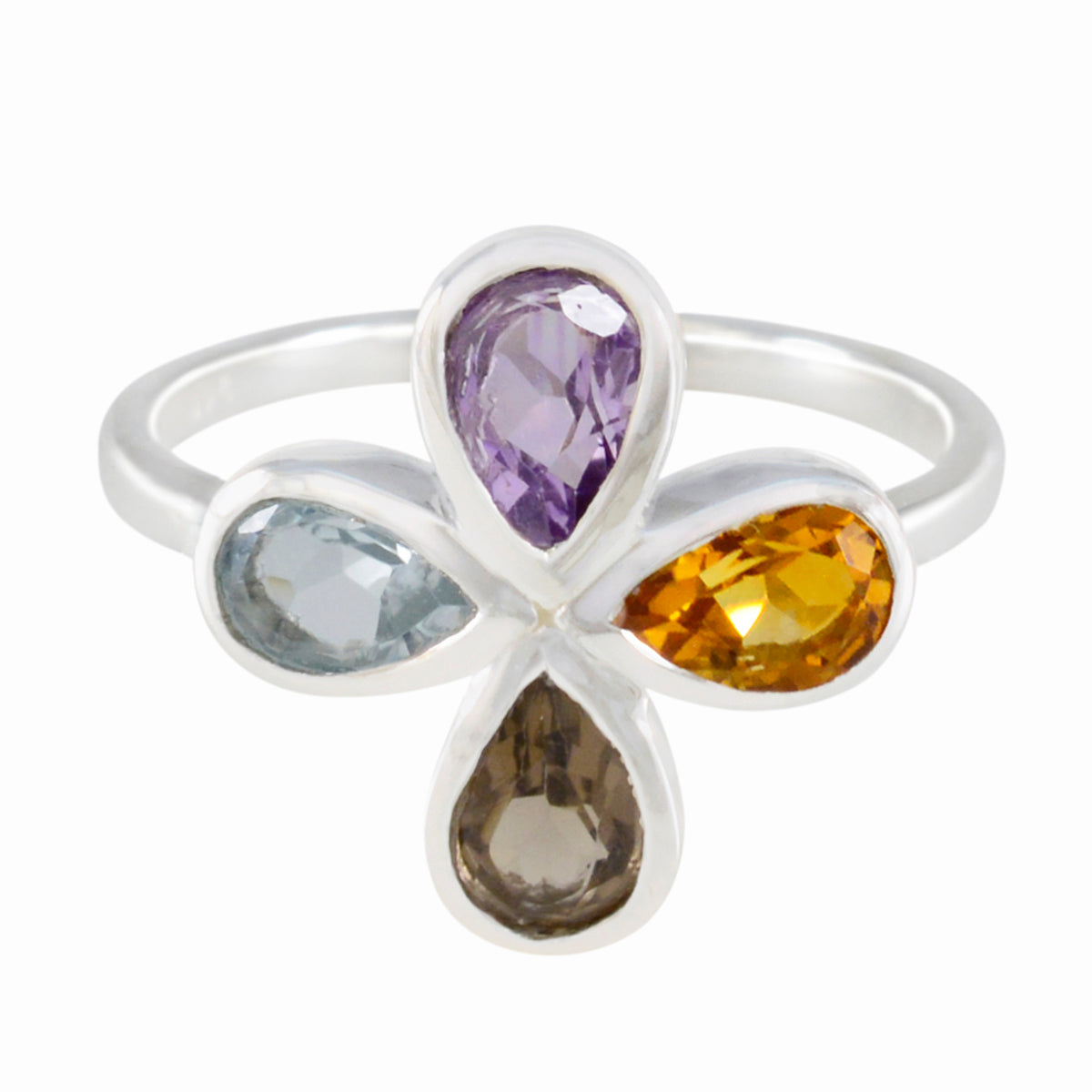 Yuna Floral multicolor quarter Ring Multi Stone Multicolor