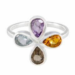 Yuna Floral multicolor quarter Ring Multi Stone Multicolor