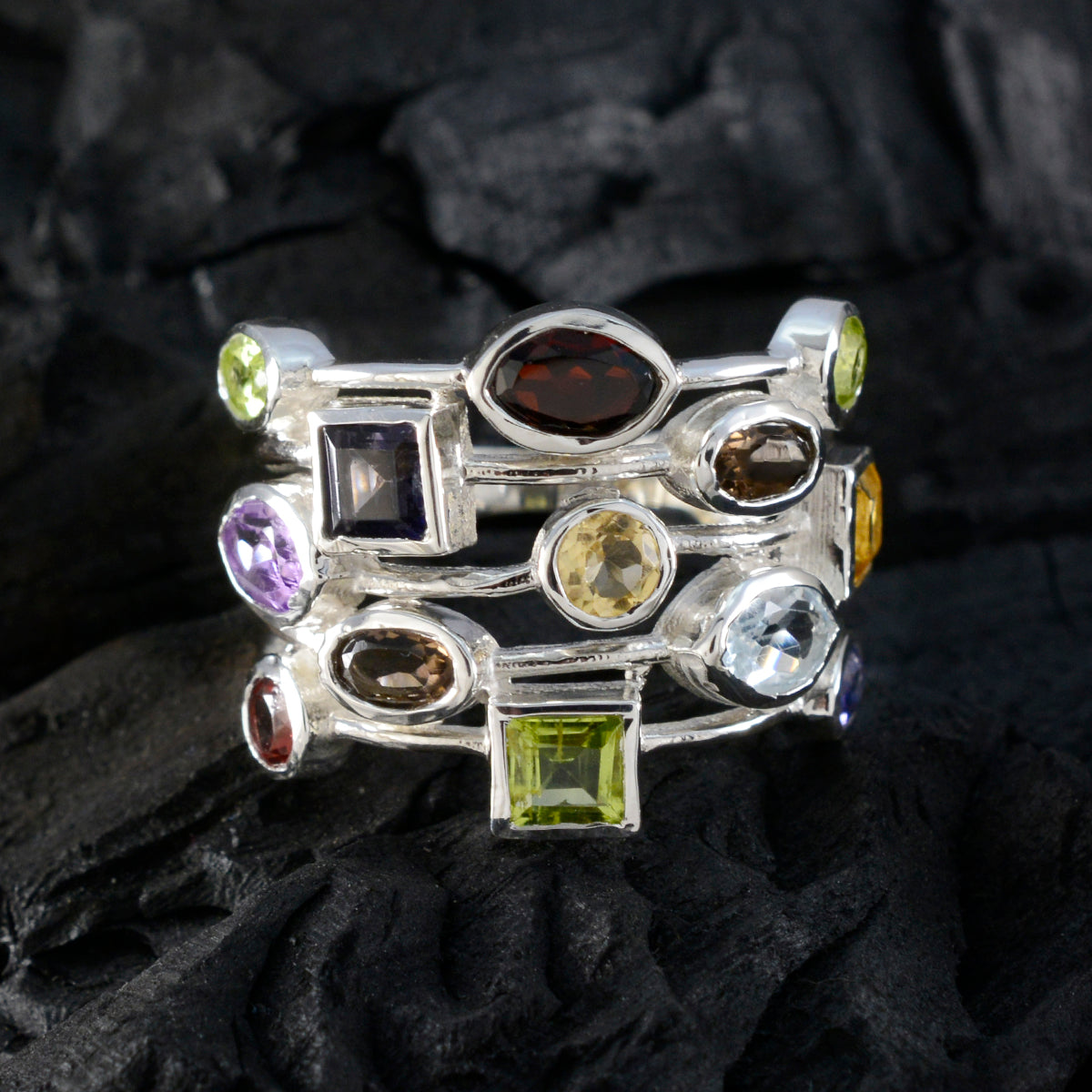 Genesis Cocktail multicolor multiple Ring