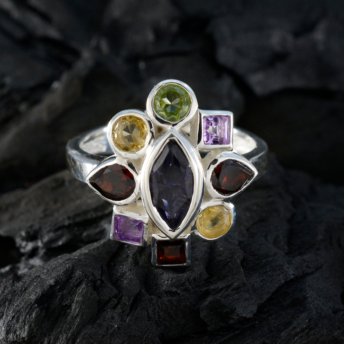 Luna Cocktail multicolor navratna Ring